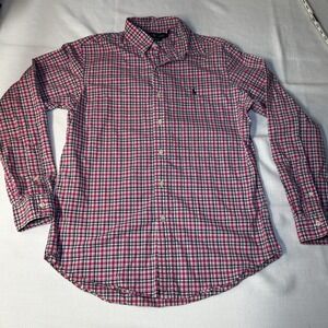 Retro Ralph Lauren pink/white/blueplaid long sleeve button shirt men medium Polo